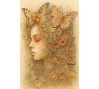 A5 A4 A3 Poster with Elegant Female Portrait Surrounded by Floral Arrangements and Butterflies Designed for Wall Display in Various Interior Settings (A4 (297x210mm), High-resolution paper)