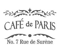 A5/A4/A3 Shabby Chic French Vintage Mylar Stencil 'Cafe de Paris' 125/190 Micron Reusable (227) (A4 & A3 (125 Micron)) (A4 125 Micron)