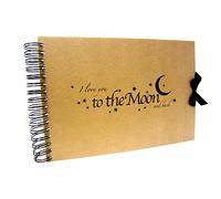 A5 A4 Love You to The Moon and Back Scrapbook, Landscape, Card Pages, Photo Album, Keepsake (A4 (White Pages))