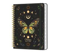 A5 Academic Diary 2025-2026 Week to View, Daily Weekly Planner 6.18" x 8.5" with Tabs, Spiral School Year Monthly Calendar Diary from JUL.2025 to JUN.2026 for Student and Teacher (Green Butterfly)