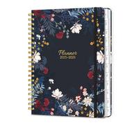 A5 Academic Diary 2025-2026 Week to View, Daily Weekly Planner 6.18" x 8.5" with Tabs, Spiral School Year Monthly Calendar Diary from JUL.2025 to JUN.2026 for Student and Teacher (Black Bloss)