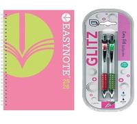 A5 Academic Diary 2025-2026 Week to View Mid-Year Planner with 2 Pens - Spiral Bound Student Teacher Diary with Notes Exams Deadlines - Blue & Black Ink Pen Set - Pink Diaries