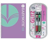 A5 Academic Diary 2025-2026 Week to View Mid-Year Planner with 2 Pens - Spiral Bound Student Teacher Diary with Notes Exams Deadlines - Blue & Black Ink Pen Set - Purple Diaries