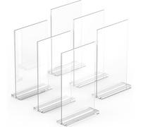 A5 Acrylic Sign Holder - 6 Pack, Sleek and Versatile, Polished Edges, Double-Sided Frame, Easy Photo Change, Acrylic Leaflet Display Stand. Ideal for Photos, Signs, Menus, and Tabletop Displays