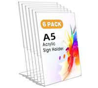 A5 Acrylic Sign Holder, 6Pack L-Shape Menu Holders, Poster Display Stand