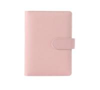 A5 Binder 6 Lock PU Leather Cover Ring Book (Inner Paper Not Included), Refillable Budget Folder for Travel Work and Organizer (Pink)