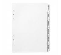 A5 Binder Dividers - Functional Section Divider Set, 6 Fixed Tabs for Projects, Lists, Finance, Wellness & Personal, 6-Hole Pre-Punched