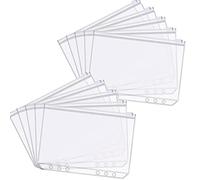 A5 Binder Pockets, 10 PCS Clear PVC Envelopes, Zipper Document Organizer, Waterproof Loose Leaf Bags