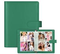 A5 Binding Card Collector with 30 Pack 4-Pocket Pages, 6 Ring Binder Album with 240 Card Slots, PU Leather Binder with Magnetic Buckle Closure for Organising Trading Cards, K-Pop Photo Cards