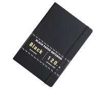 A5 Black Paper Sketchbook Notebook with Hardcover for Students and Artists | 100 Sheets, 200 Pages, PU Cover, Vintage Design, Vivid Metallic Effects, Ghosting Resistance, Suits White Ink Pens
