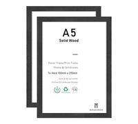 A5 Black Wood Poster Frame with Plexiglass Front Photo Frame Picture Frame for Wall Mounted (Black Wood,15x21,Set of 2)