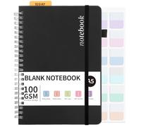 A5 Blank Notebook, 80 Sheets A5 Plain Wirebound Spiral Notebook, Black
