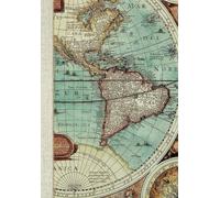 A5 College Ruled Notebook with Vintage Map Cover suits Travelers Notebook Covers: 144 lined white pages 5.8" x 8.3" for travel journal, geography notes, journal or diary keeping