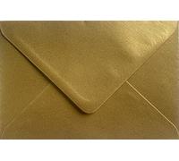 A5 Coloured Envelope V Flap to Fit A5 Greeting Card or A4 Card Fold in Half for Invitation Wedding Birthday Party Crafts 152x216mm - Pack of 25 Envelopes (Pearl Gold)