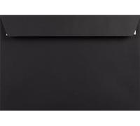 A5 Coloured Envelope V Flap to Fit A5 Greeting Card or A4 Card Fold in Half for Invitation Wedding Birthday Party Crafts 152x216mm - Pack of 50 Envelopes (Black Peel & Seal)