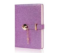 A5 Cute Girl Heart Lock Notepad Lmitation Leather PU Love Password Diary Notebook Student Handbook for Organize, Note Take(Pueple)