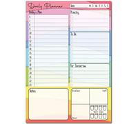 A5 Daily Planner 50 Sheet Note Pad with Schedule, Priority, To Do Lists, Doodle Notes & Meal Organiser (Bright Rainbow)