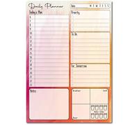 A5 Daily Planner 50 Sheet Note Pad with Schedule, Priority, To Do Lists, Doodle Notes & Meal Organiser (Pink/Orange Fade)