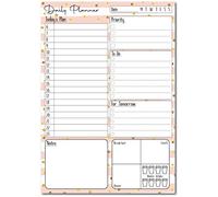 A5 Daily Planner 50 Sheet Note Pad with Schedule, Priority, To Do Lists, Doodle Notes & Meal Organiser (Rose Gold Stripes & Spots)