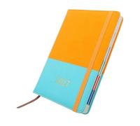 A5 Daily Planner with PU Soft Cover for School Office Use | Orange Dual-tone Design, Quick Month Navigation, Task Sections, for Teachers and Commuters