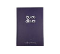 A5 Day To View Diary 2026 | 1 Day Per Page | Daily Planner | Blue, Pink, Lilac | Ribbon Book Mark | Calander, Worldmap, Public Holidays, Metric & Conversion Tables | 21cm x 15cm (Blue)