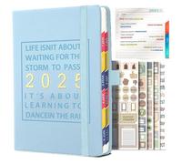 A5 Diary 2025 Week to View Day Per Page to do List Teacher Planner Notebook Hourly Daily Weekly & Monthly Diaries Jan.2025 - Dec.2025 Banded Hard Cover with Colorful Monthly Tabs, 8.26" x 5.7"Blue