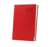 A5 Diary 2026 Day Per Page Planner with Monthly Tabs, Ribbon Marker & Notes Section | Daily Organiser 2026 with Weekend Layout | Soft PU Cover Appointment Diary for Work, Office & Home - Red