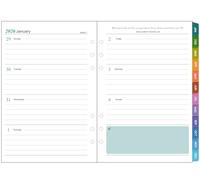 A5 Diary Refill 2026 - Week on 2 Pages, with Monthly Tabs, Notes, Contacts & UK Holidays - Weekly Planner Inserts for 6-Ring Organisers