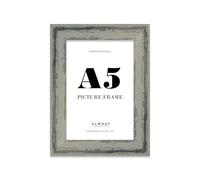 A5 Distressed Green Picture Frame - Rustic Wood Industrial Effect Photo Frame for Wall Display, Ideal for Posters, Prints & Home Décor, Wall Hooks and Kickstand, 32mm Edge - 1 Pack