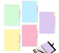 A5 Dividers for Ring Binders, 50 Sheets, 6-Hole, 5 Colours for Folders, Dividers, Planner, Notebook