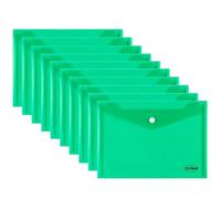 ( ) A5 Document Folder Plastic Wallet with Button Assorted Colors Press Stud Document Paperwork File Storage Wallets for Home Office (Green)