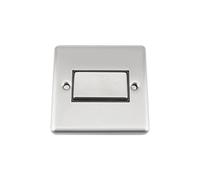 A5 Fan Isolator 3 Pole Switch - Satin Matt Chrome - Classic - Black Insert Metal Switch