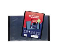 A5 Flexicover Display Book - 20 Pocket Black Presentation Folder, Premium A5 Flexi Cover with Removable Front Sheet for Professionals, Business, Students, Projects & Schools (Pack of 6) (Lotus)