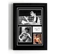 A5 Framed Bruce Lee copy signed photo collection Wall Art Print, Martial Arts Sporting Icon (framed 21 x 16 x 1.5 cms)
