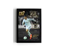 A5 Framed Cristiano Ronaldo CR7 Gold Motivational Football Legend Tribute Poster Art with repro signature (frame 23 x 16 cms)