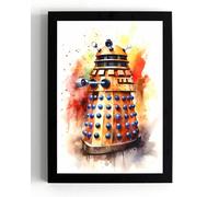 A5 Framed Dalek (pic 2) Doctor Who, Iconic TV Series, Vivid Fine Art Print, Watercolour Style, Gift Idea (framed 21 x 16 x 1 cms)