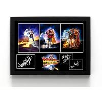 A5 Framed Michael J Fox & Christopher 'Doc' Lloyd, Iconic Movie Back to the Future, copy signed (framed 21 x 16 x 1.5 cms)