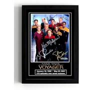 A5 Framed Star Trek Voyager, copy signed cast, 1995-2001, Iconic TV Shows (framed 21 x 16 x 1.5 cms)