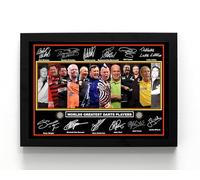 A5 Framed Worlds Greatest Dart Players, copy signed, Sporting heros (framed 21 x 16 x 1.5 cms)