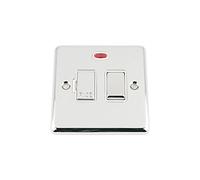 A5 FSNCCWC 13 A Classic Chrome Polished Switched Fused Spur Unit with Neon Indicator and White Insert Metal Rocker