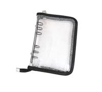 A5 Glitter Binder Cover, 6 Ring Transparent Soft PVC Notebook Shell with Flower Zipper Pull, Refillable Budget Planner, Photocard Album, Travel Organiser, Home & School Writing Supply