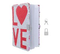 A5 Glitter Cover Diary with Lock Spiral Binding Reversible Sequin Notebook | Cute Sparkling Love Pattern, Lightweight Portable Design, Suitable for Note Taking, Travel and Keeping Secrets Safe