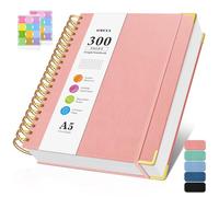 A5 Graph Paper Notebook, Spiral Grid Squared Notepad, Hardcover Leather Journal 300 Pages, 100GSM Thick Grid Paper Notebook, Small Graphing Notebooks Journals for Women Men Writing Engineering Work