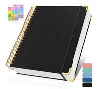 A5 Graph Paper Notebook, Spiral Grid Squared Notepad, Hardcover Leather Journal 300 Pages, 100GSM Thick Grid Paper Notebook, Small Graphing Notebooks Journals for Women Men Writing Engineering Work