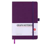 A5 Graph Paper Notebook, Squared Notebook 200 Pages A5 Hardback Notebook with Pen Loop, and Inner Pocket, for Office School Home Business Writing & Note Taking (Purple)