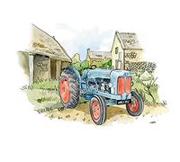 A5 Greeting card - blue Fordson Major tractor for thank you's, invitations, birthdays etc. Blank inside for your own message & cellophane wrapped with envelope (AC76)
