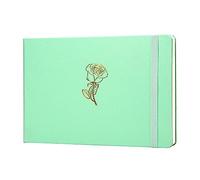 A5 Hardback Sketchbook Journal Cold Pressed 160 Pages (80 Sheets)-160gsm Premium Paper Landscape Leatherette Cover Sewn Binding Notebook Ivory Colour Paper Watercolour Journal - Tiffany Green