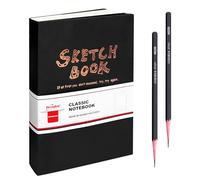 A5 Hardcover Sketchbook Set, Blank Sketchbook with 2 Pencils, 111sheets/224pages, 120 GSM Thicken Paper, Large Capacity Sketch Pad for Art Painting and Drawing