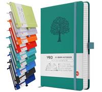 A5 Journal Notebook Graph Paper, 200 Pages Leather Squared Journal Notebook for Women Men, Hardback Note Book with 80GSM Grid Paper, No Bleed for Writing, Notepad for Office School Supplies, DarkGreen
