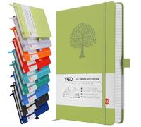 A5 Journal Notebook Graph Paper, 200 Pages Leather Squared Journal Notebook for Women Men, Hardback Note Book with 80GSM Grid Paper, No Bleed for Writing, Notepad for Office School Supplies, Green